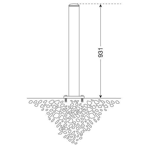 DENIOS Edelstahlpoller feststehend, zum Aufdübeln, ∅: 102 mm, Höhe 925 mm, 310900