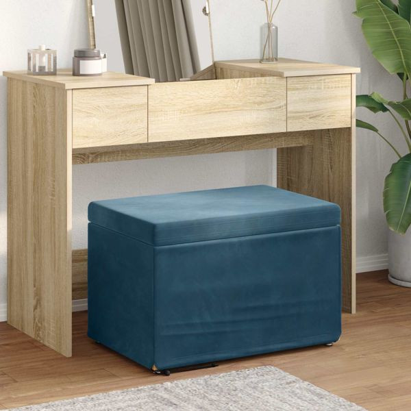 vidaXL Hocker Blau 61 x 41 x 40 cm Samt und Engineering Holz, 876764