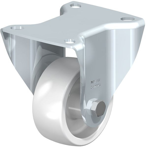 Blickle BK-PO 75G Stahlblech-Bockrolle, schwere Ausführung, mit Anschraubplatte, Polyamid, Weiß, 264937