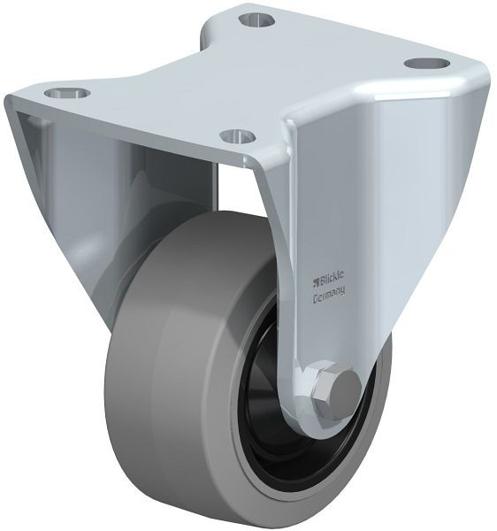 Blickle BH-POEV 82KD-SG Stahlblech-Bockrolle, Schwerlast-Ausführung, mit Anschraubplatte, Elastik-Vollgummi, Grau, 851936