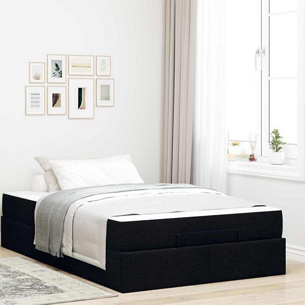 vidaXL Bettgestell mit Matratze Schwarz 120 x 200 cm Stoff, 3399482
