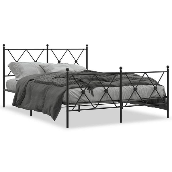 vidaXL Bettgestell mit Kopf- und Fußteil Metall Schwarz 140x200 cm, 376521