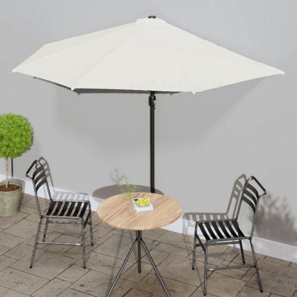 vidaXL Balkon-Sonnenschirm mit Alu-Mast Sandfarben 300x155 cm Halbrund, 44591