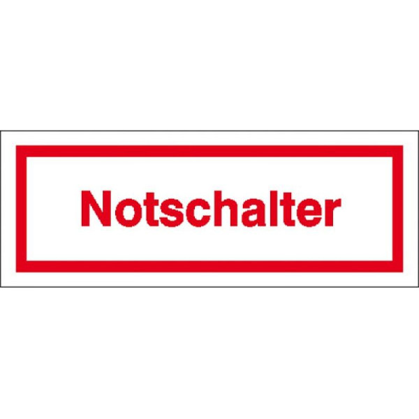 Stein HGS Hinweisschild zur Betriebskennzeichnung, Notschalter, 80x30mm/Folie, selbstklebend, 21.5987