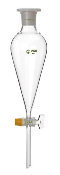 Rettberg Scheidetrichter, 1000 ml, Squibb, graduiert, massives Glasküken NS 18,8/6 mm Bohrung, PE-Stopfen NS 29/32, Borosilikatglas 3.3, 114131154