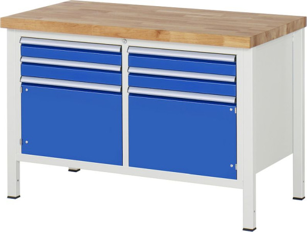 RAU Werkbank Serie 8000 - Modell 8469, B1250 x T700 x H840 mm, Systemunterbau B1235 x T650 x H800 mm, 03-8469A2-127B4S.11