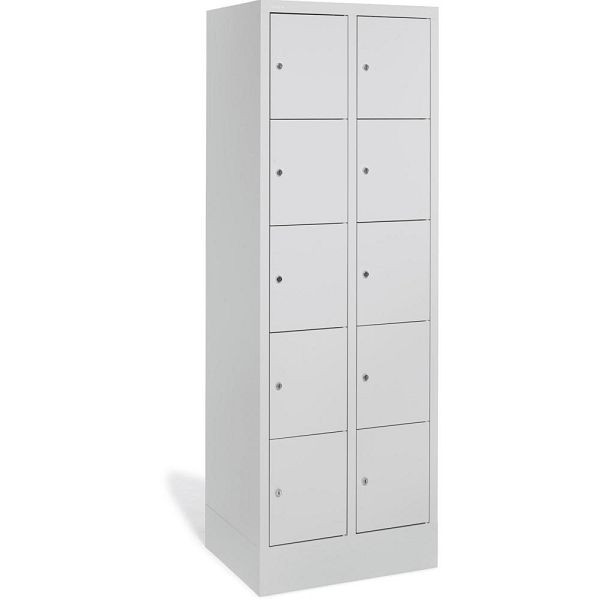 Deskin Schließfachschrank CLASSIC mit glatten Türen, Korpus lichtgrau, Türen lichtgrau, H 1850 x B 600 x T 500 mm, 264181
