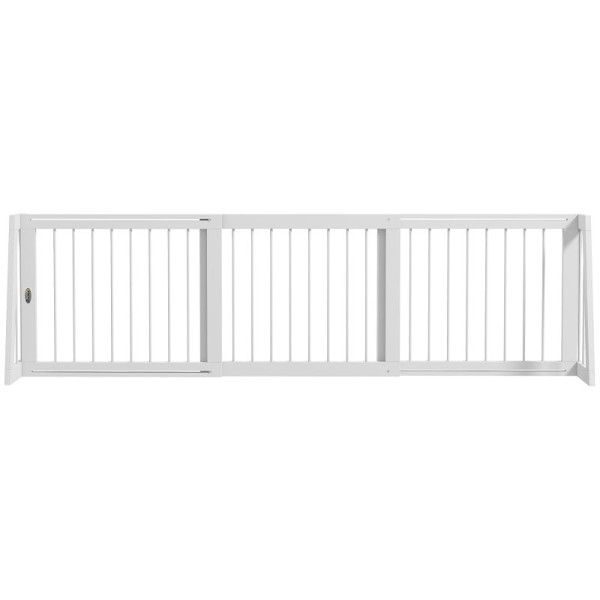 PawHut Hunde-Absperrgitter, rutschfest, freistehend, ausziehbar, Holzrahmen, 71-190x38,5x56cm, Weiß, D06-227V00WT
