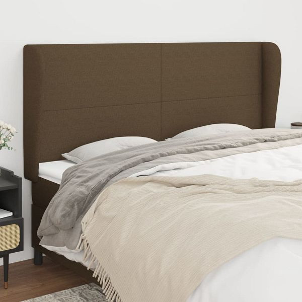 vidaXL Kopfteil mit Ohren Dunkelbraun 203x23x118/128 cm Stoff, 3117701