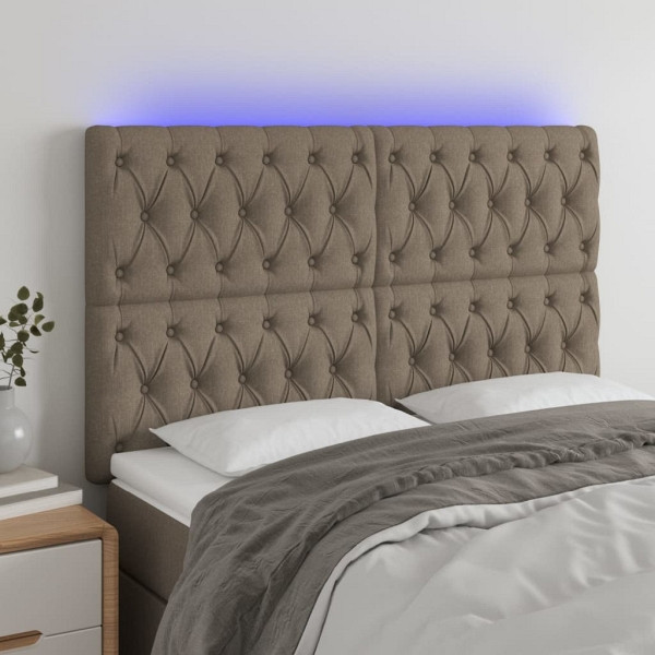 vidaXL LED Kopfteil Taupe 160x7x118/128 cm Stoff, 3122770