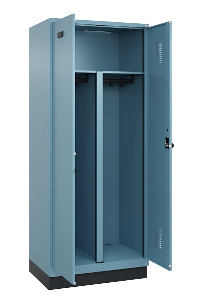 C+P PSA Schwarz-Weiß-Spind Evolo PLUS, mit Sockel, 2 Abteile, 1950x800x500mm, 00, Drehriegel, 049022-22P S10021