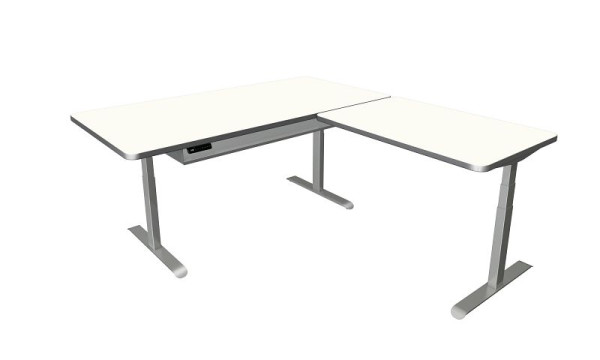 Kerkmann Steh-/Sitztisch Move 4 Premium, B 2000 x T 1000 mm, mit Anbauelement 1200 x 800 mm, elektrisch höhenverstellbar von 620-1270 mm, weiß, 10321410