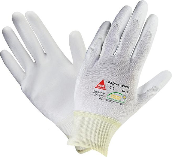 Hase Safety PADUA white, 5-Fg.-Sicherheitshandschuhe, Nylon/PU, waschbar, Größe: 7, VE: 10 Paar, 508200-7