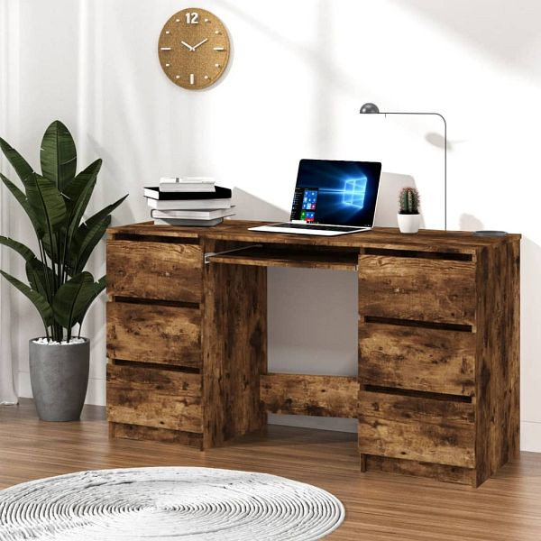 vidaXL Schreibtisch Räuchereiche 140x50x77 cm Holzwerkstoff, 815438