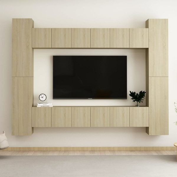 vidaXL 10-tlg. TV-Schrank-Set Sonoma-Eiche Holzwerkstoff, 3078967