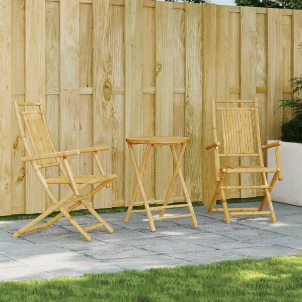 vidaXL 3-teilig Bistro-Set Bambus, Material: Bambus, naturbelassen, 3278535