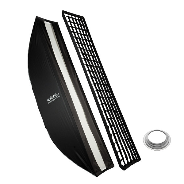 Walimex pro Studio Striplight Softbox 40x180cm + Softboxadapter für Hensel Expert, um 360° drehbar, inkl. Grid, Maske, 1023505