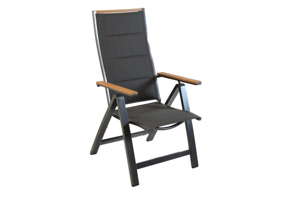 Merxx Verona Klappsessel, gepolstert, Armlehnen und Rückenabschluss aus Kunststoff in Holzoptik, Aluminiumgestell mit Textilbespannung, 26006-309