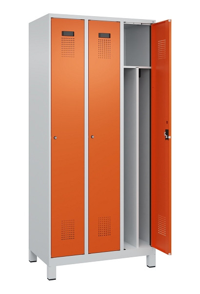 C+P Spind Evolo PLUS, mit Füßen, 3 Abteile, 1950x900x500mm, 7035/2004, Verschluss Zylinderschloss, 049010-30F S10029