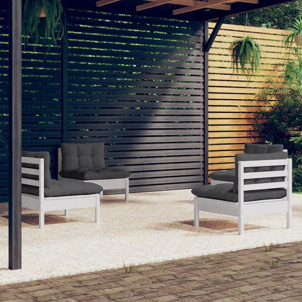 vidaXL 4-teilig Garten-Lounge-Set mit Anthrazit Kissen Kiefernholz, 3096029
