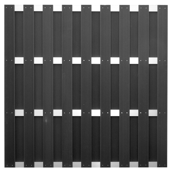 T&J ELDENA-Serie ANTHRAZIT, 180 x 180 cm, WPC-Bretterzaun, 4 Querriegel ALU hell eloxiert, 44704