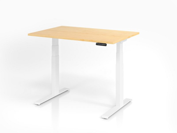 Hammerbacher Schreibtisch XDKB12, 120 x 80 cm, Platte: Ahorn, 25 mm dick, ABS-Dickkante, Rechteckform, Weiß, VXDKB12/3/W