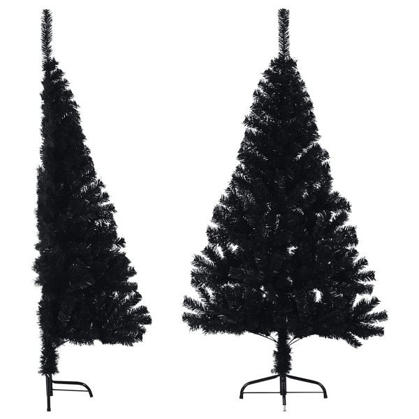 vidaXL Künstlicher Halb-Weihnachtsbaum mit Ständer Schwarz 150 cm PVC, 344676
