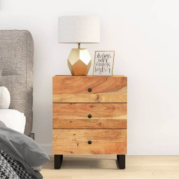 vidaXL Nachttisch 50x33x62 cm Massivholz Akazie & Holzwerkstoff, 350661