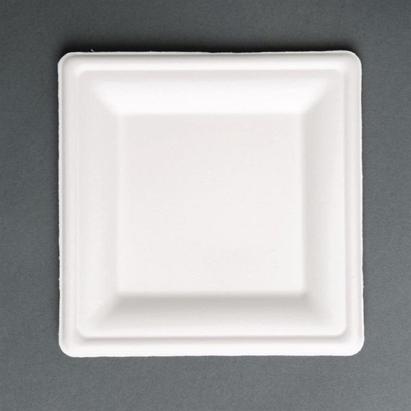 Fiesta Compostable kompostierbare Teller aus Bagasse quadratisch 15,9cm (50 Stück), FC518