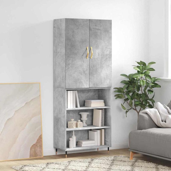 vidaXL Highboard Betongrau 69,5x34x180 cm Holzwerkstoff, 3196055