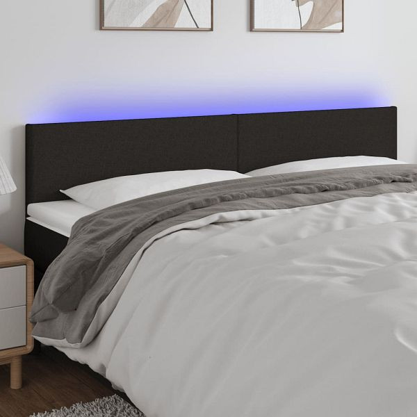 vidaXL LED Kopfteil Schwarz 180x5x78/88 cm Stoff, 3121348