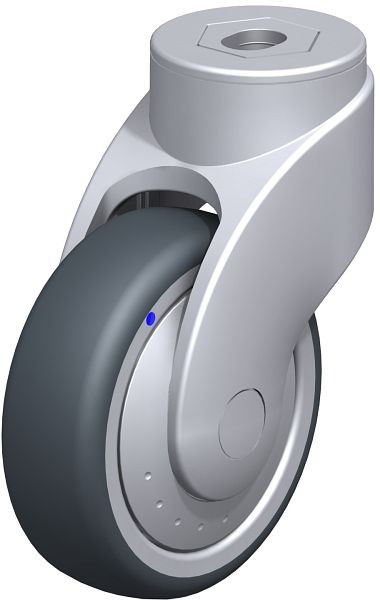 Blickle LWGX-TPA 101XK-FK Kunststoff-Lenkrolle WAVE, rostfrei, mit Rückenloch, Thermoplastisches Gummi-Elastomer, Grau, 744650