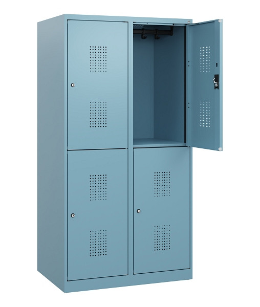 C+P Doppelstöckiger Spind Evolo PLUS, 4 Fächer, 1530x800x500mm, 0010/0010, Zylinderschloss, 0493005-22 S10061