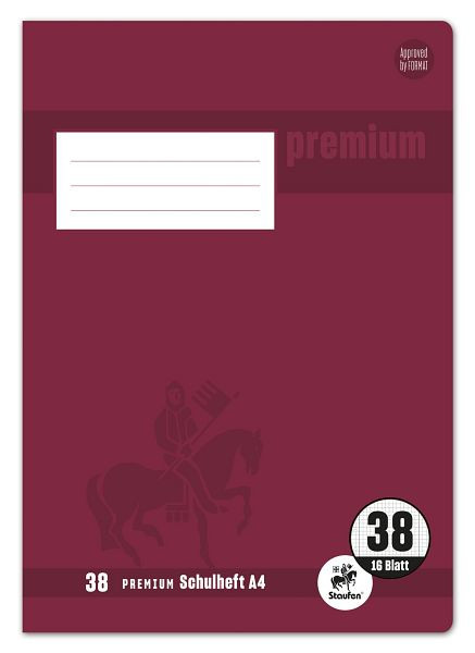 Staufen Heft PREMIUM LIN 38 - A4, 16 Blatt, 90 g/qm, kariert, perforiert, gelocht, 734010338