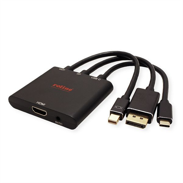 ROLINE Adapterkabel Mini DisplayPort / DisplayPort / Typ C - HDMI, 0,15 m, Aktiv, 12.03.3139