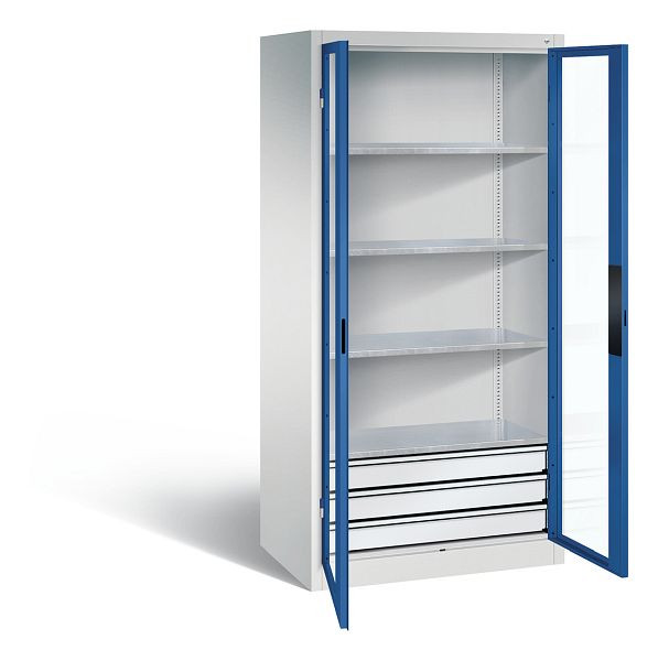 C+P Werkzeugschrank Acurado, H1950xB930xT600mm, Farbe: Lichtgrau / Enzianblau, Muldengriff, 8922-5532 S10004