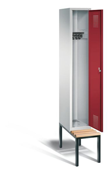 C+P Garderobenschrank Evolo, H2090xB320xT815mm, Farbe: Lichtgrau / Rubinrot, 48050-10 S10077