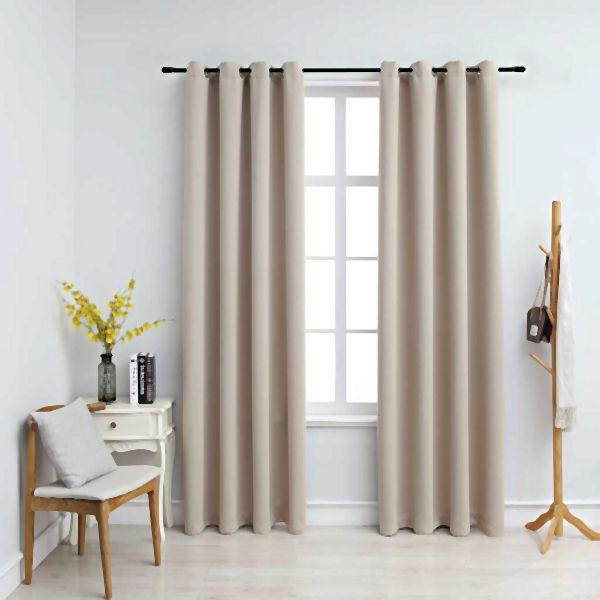 vidaXL Verdunkelungsvorhänge mit Metallösen 2 Stück Beige 140x245 cm, 134444