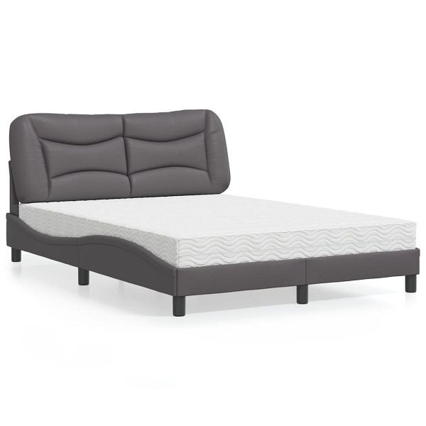 vidaXL Bett mit Matratze Grau 120x200 cm Kunstleder, 3208713