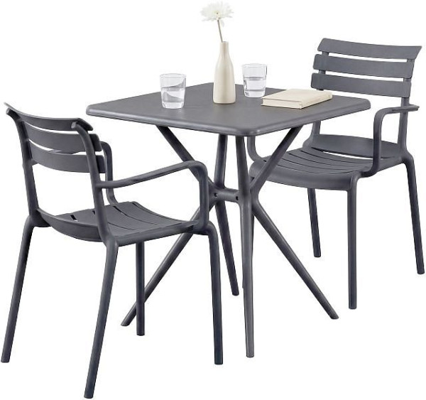 CLP Gartenmöbel-Set Avena mit 2 Stühlen, dunkelgrau, 328045