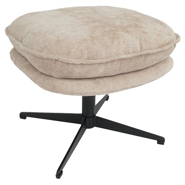 Mendler Hocker mit Polster HWC-P32, Sitz-/Fußhocker Fußablage Ottomane Stoff/Textil Chenille (370 g/m²), creme, 118704