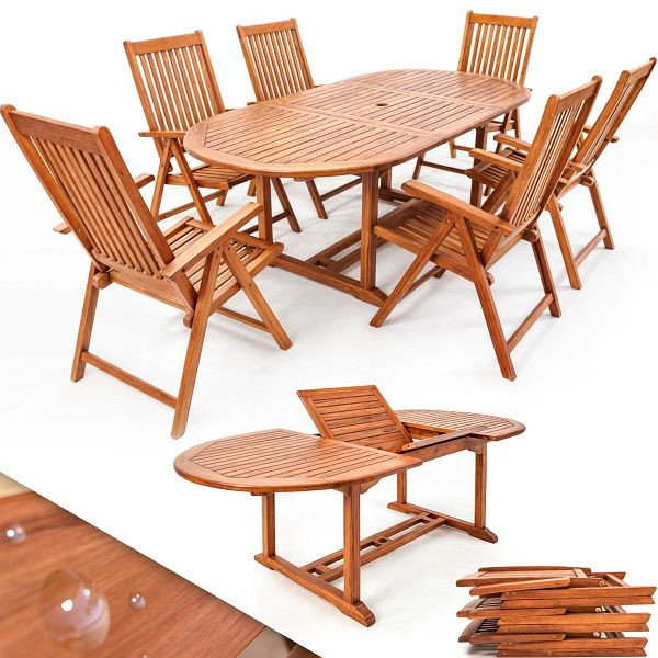 casaria Garten-Sitzgruppe Vanamo 7-tlg Eukalyptusholz FSC®-zertifiziert, 991043