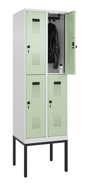 C+P Doppelstock-Spind Evolo PLUS, Gestell, 4 Fächer, 2120x600x500mm, 9016/6019, Drehriegel, 0493307-20 S10019