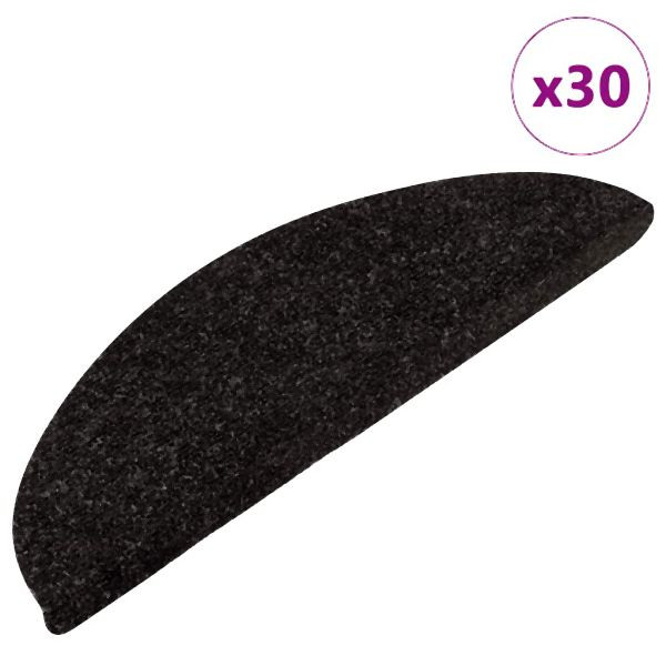 vidaXL Stufenmatten Selbstklebend 30 Stück Schwarz 56x17x3 cm, 3365905