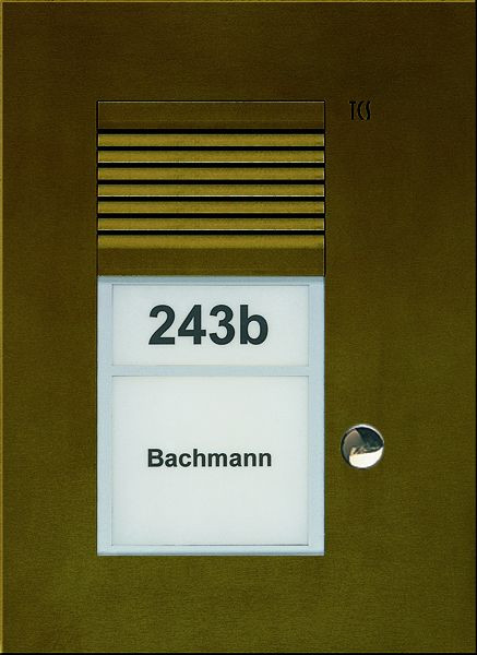 TCS Audio Außenstation Serie PUK 1 Klingeltaste (rechtsbündig), 1-spaltig, UP bronze, PUK01/1-EB