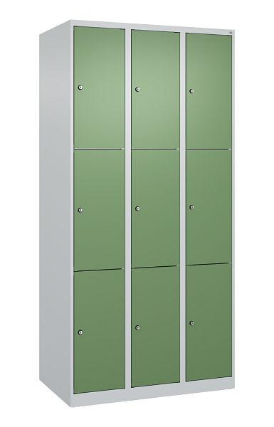 C+P Schließfachschrank Classic PLUS, 3 Abteile mit je 3 Fächern, 1850x900x500mm, 7035/6011, 080000-303 S10006