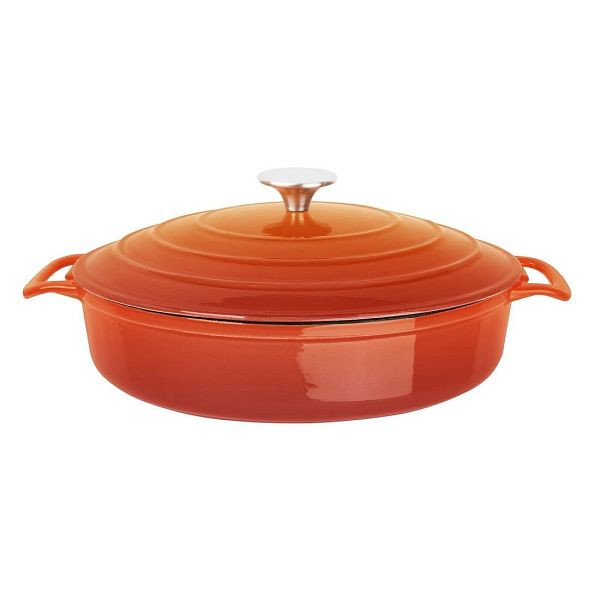 Vogue Orange Runde Auflaufform 3.5Ltr, hochwertiges Gusseisen, höchste Wärmeleitfähigkeit und -speicherung, FS478
