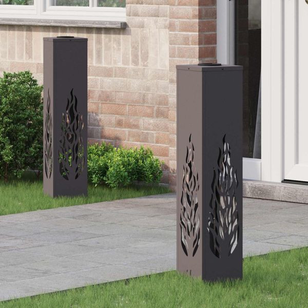 vidaXL Solar LED Weg Licht 2 pcs Schwarz Kalt gewalzter Stahl, 879800