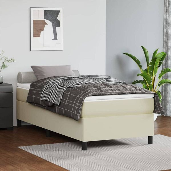 vidaXL Boxspringbett mit Matratze Creme 80x200 cm Kunstleder, 3144574, 8720845550738
