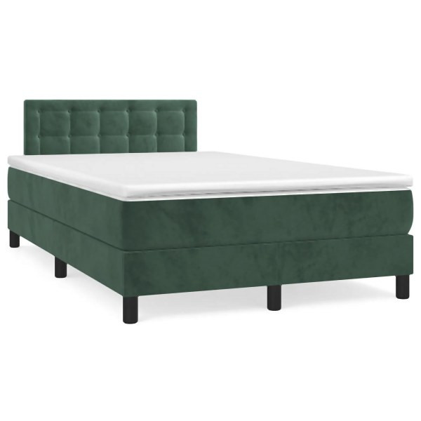 vidaXL Boxspringbett mit Matratze & LED Dunkelgrün 120x190 cm Samt, 3270180